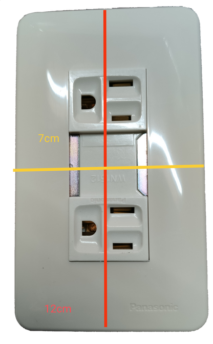 Panasonic Duplex Outlet Vertical with Ground with Plate, Duplex Flat Pin with Ground with Plate 10A 250V