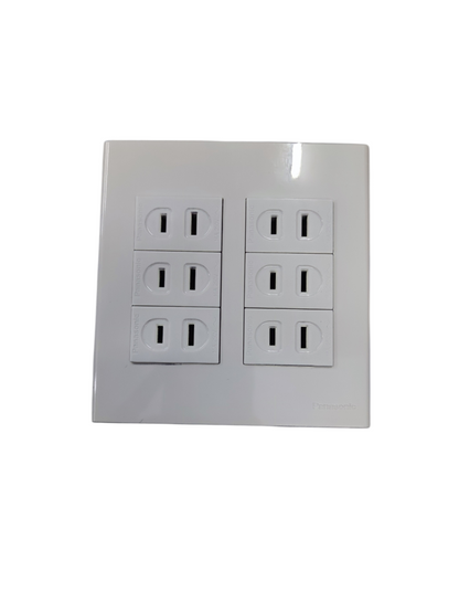 Panasonic 6 Gang Flat Pin Outlet 16A 250V with Utility Box (WEG6806+(6XWEG1001-5)+Utility Box