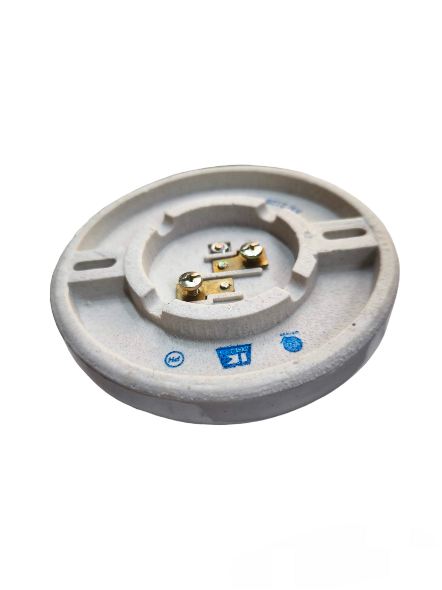 Kopez 4x4 electrical receptacle socket white round base with metal connectors for lighting installation
