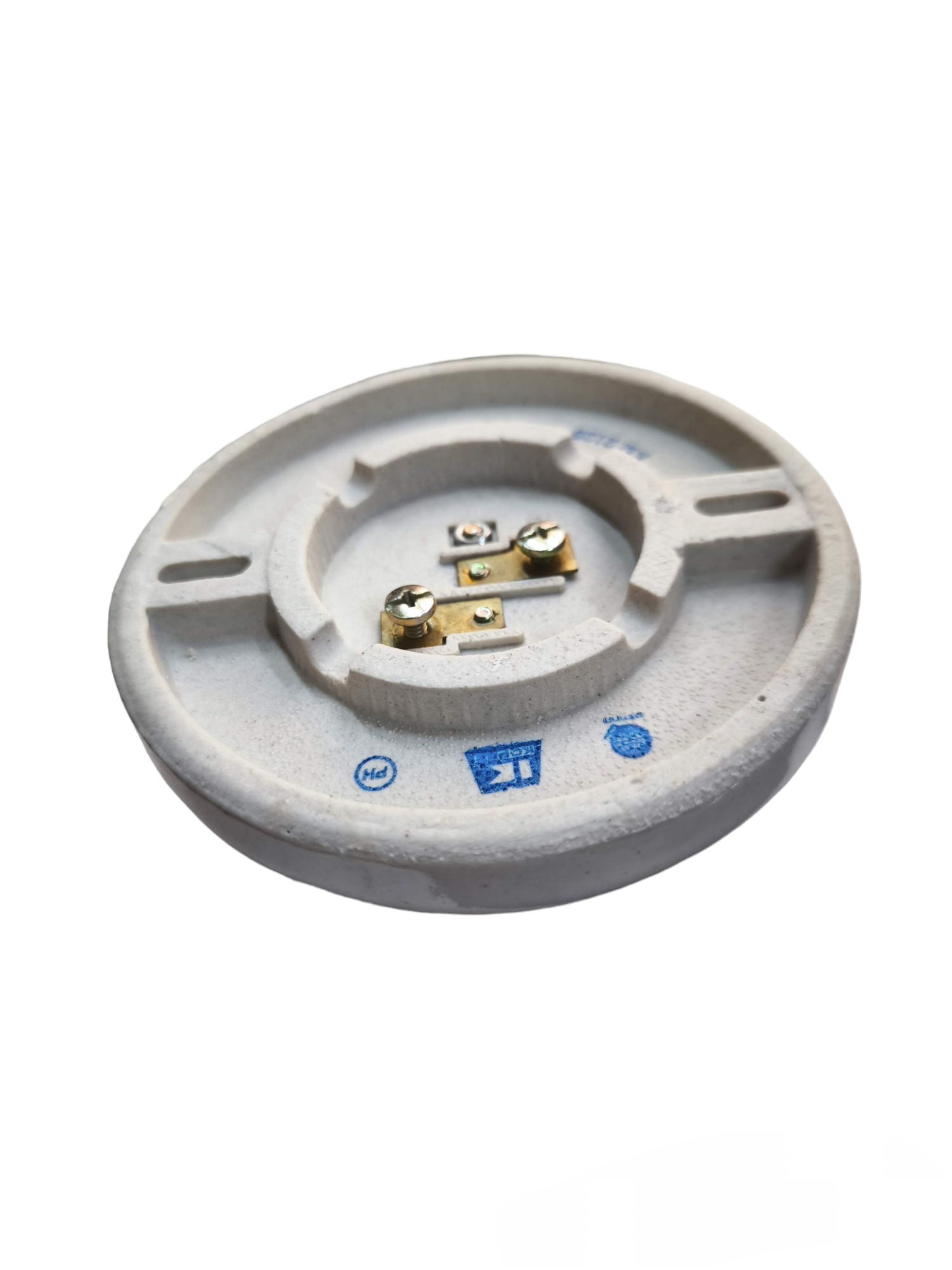 Kopez 4x4 electrical receptacle socket white round base with metal connectors for lighting installation