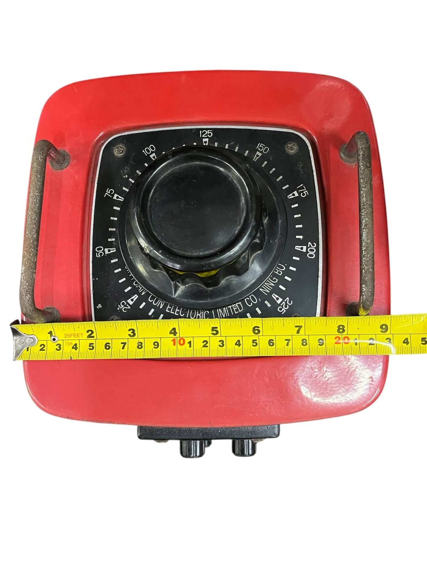 Stavol 5000W variac transformer with red casing and adjustable dial for voltage control