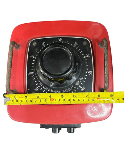 Stavol 5000W variac transformer with red casing and adjustable dial for voltage control