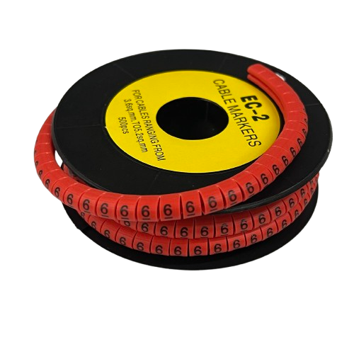 500pcs Cable Marker Red - 6 on a reel for organized cable management in various settings