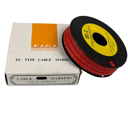 Grippes 500pcs Cable Marker Red - C on a spool with packaging for organized cable management