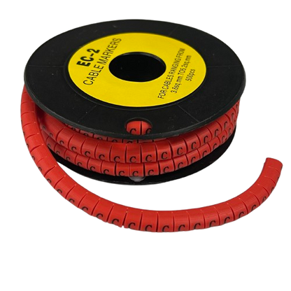 500pcs Cable Marker Red - C on a spool for organized cable management and identification