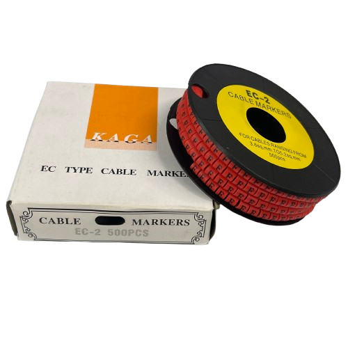 500pcs Cable Marker Red - F on a spool, ideal for organizing and labeling cables efficiently