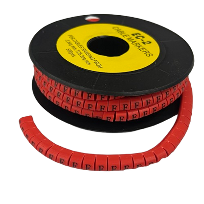 500pcs Cable Marker Red - F on a spool for organized cable management and labeling