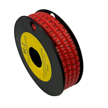 500pcs Cable Marker Red - F on a spool for organizing and labeling cables in various settings