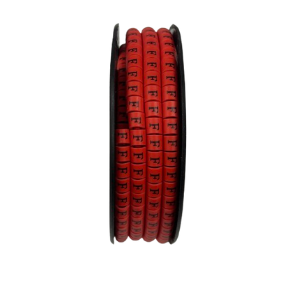 500pcs Cable Marker Red - F on a spool for organized cable management and labeling.