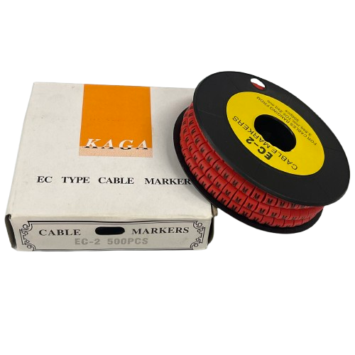 500pcs Cable Marker Red - M on spool with packaging for organized cable management solutions