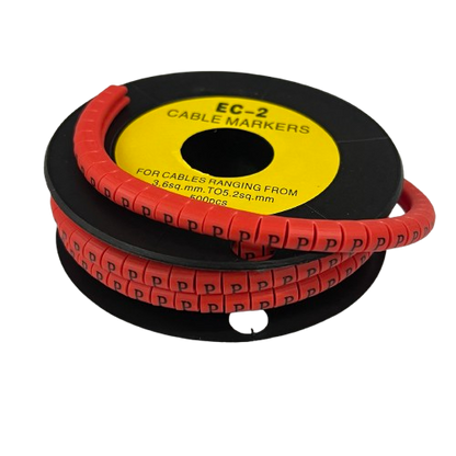 Grippes 500pcs Cable Marker Red - P on a spool for organized cable management