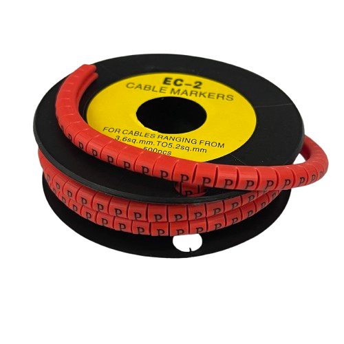 Grippes 500pcs Cable Marker Red - P on a spool for organized cable management