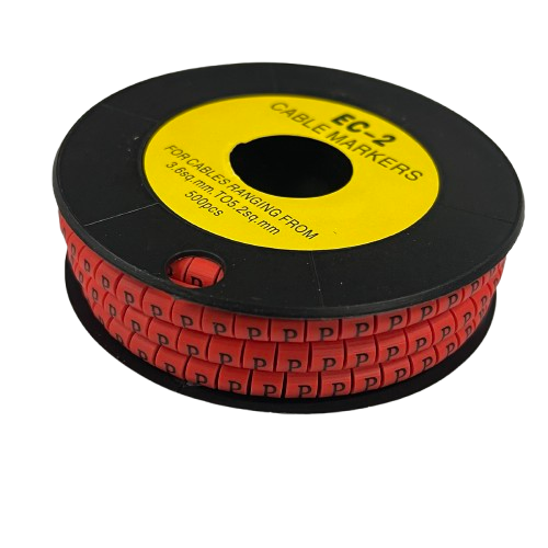 500pcs Cable Marker Red - P on a spool for organized cable management and easy identification