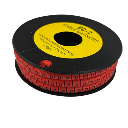 500pcs Cable Marker Red - P on a spool for organized cable management and easy identification