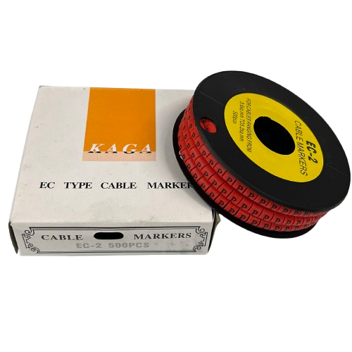 Grippes 500pcs Cable Marker Red - P in a roll with packaging for effective cable management