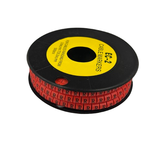 500pcs Cable Marker Red - R for organized cable management, easy identification and labeling