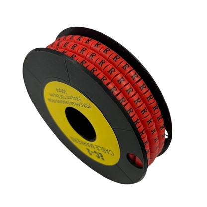 500pcs Cable Marker Red - R on a spool, ideal for organizing and labeling cables efficiently