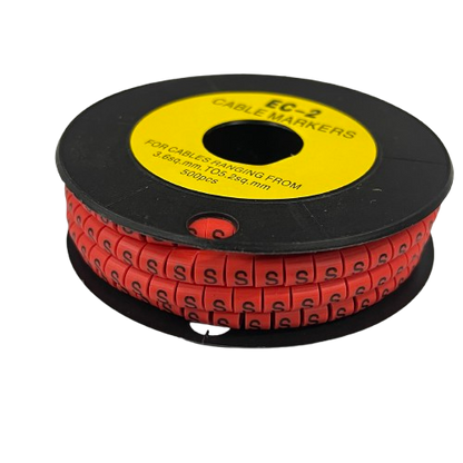 500pcs Cable Marker Red -S on a spool for organizing and labeling cables easily