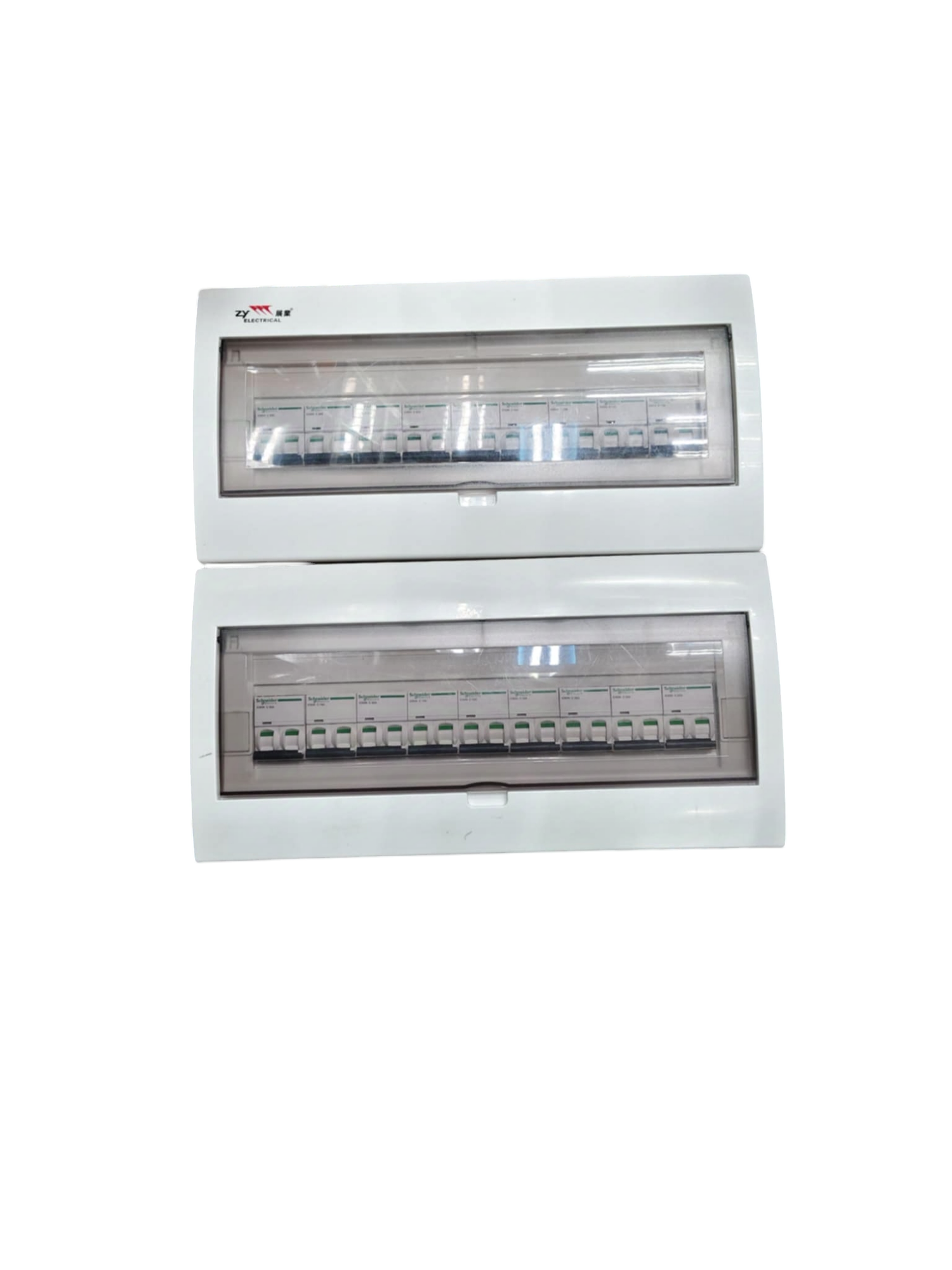 Schneider 50A 2 Pole Main Miniature 32 Ways electrical circuit breaker panel with transparent covers