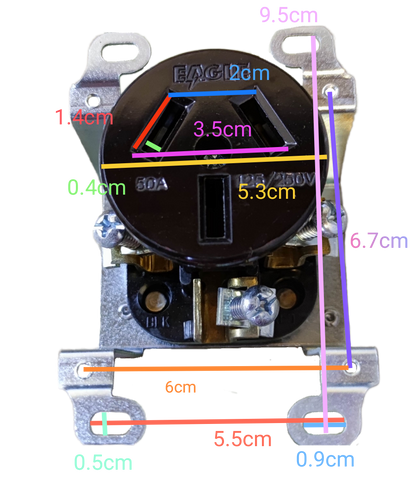 Eagle 50A 250V range outlet with metal box featuring durable metal mounting and black round face