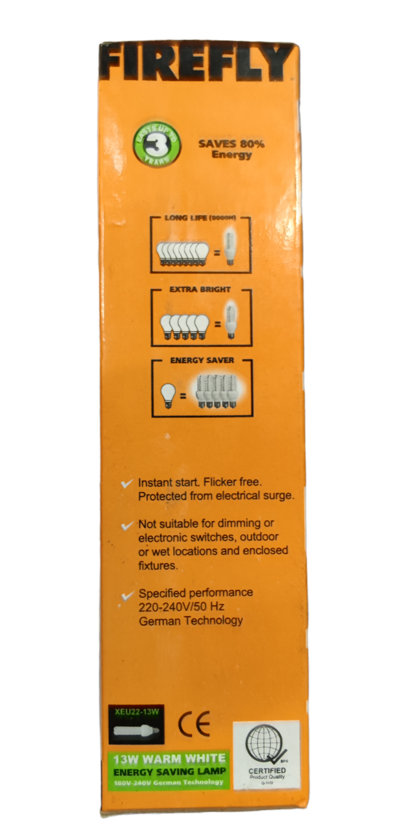 Firefly 13W CFL E27 220V 2U Warm White 3000K