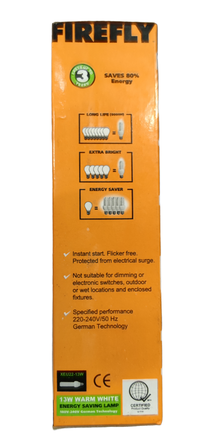Firefly 13W CFL E27 220V 2U Warm White 3000K