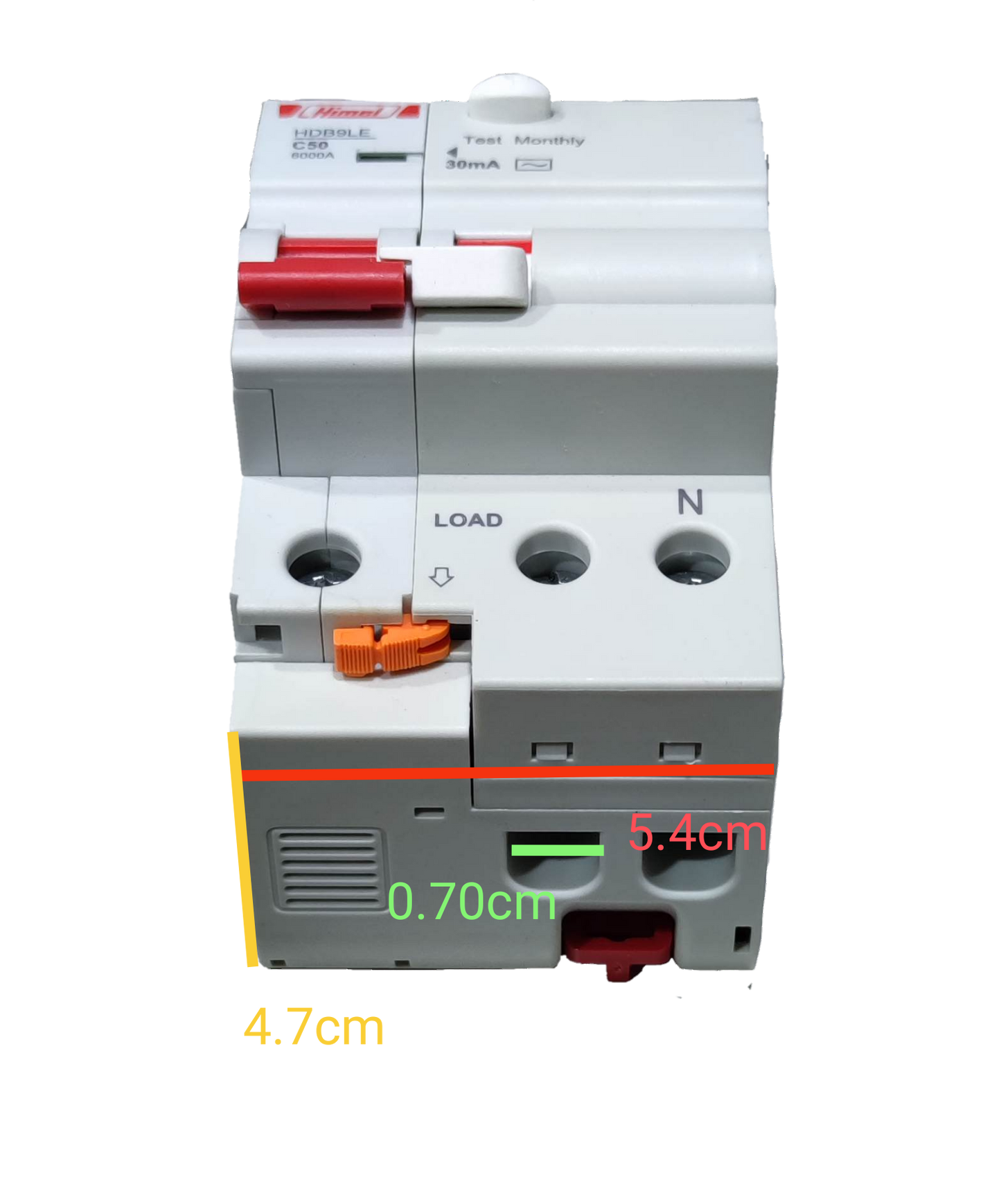 Himel 50A 6 KAIC 30mA 1P+N 220V AC HDB9LEN63IC50S, RCBO Residual Circuit Breaker with OverLoad