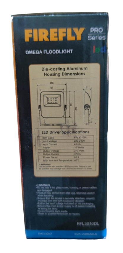 Firefly 10W LED Floodlight 220V Daylight 6500K FFL3010DL Omega Series Flood light