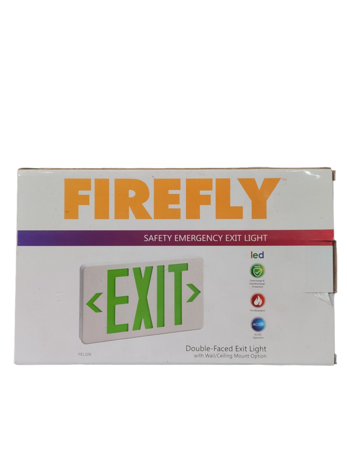 Firefly Double Face Exit Light with Wall/ Ceiling Mount Option FEL228, LED Exit Sign Back to Back