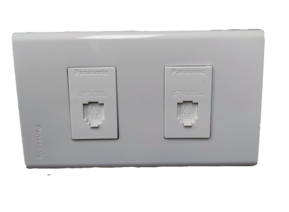 Panasonic 2 Gang Telephone Outlet with Plate, 2 Gang Voice Outlet with Plate WEG2164 x 2PCS / WEG6802W-1