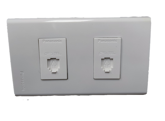 Panasonic 2 Gang Telephone Outlet with Plate, 2 Gang Voice Outlet with Plate WEG2164 x 2PCS / WEG6802W-1