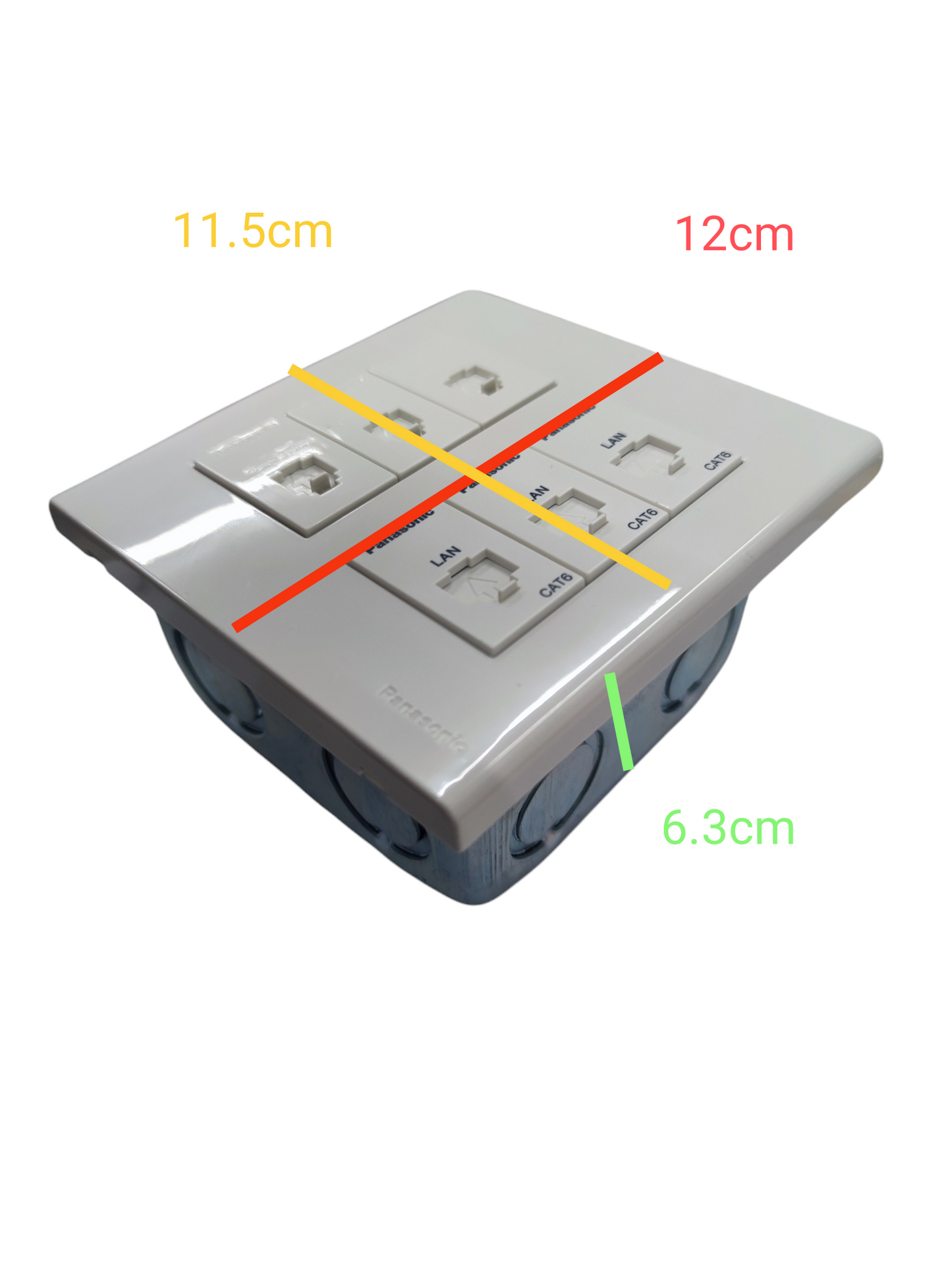 Panasonic 3 Gang Telephone Outlet and 3 Gang CAT6  with Utility Box WEG6806+(3XWEG2164+3XWEG24886)+Utility