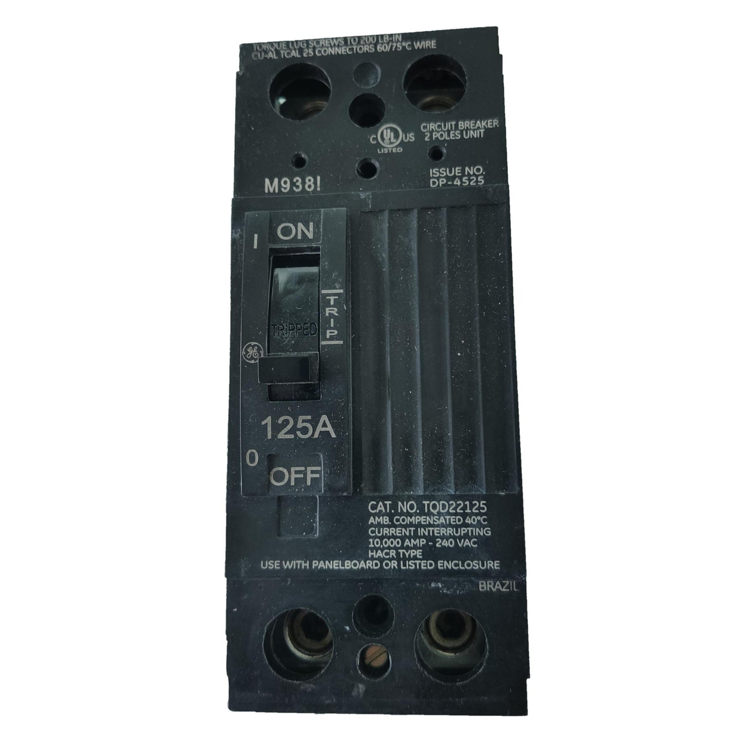 GE 125A 2 Pole 10KAIC 220V Circuit Breaker Commercial Single Phase TQD