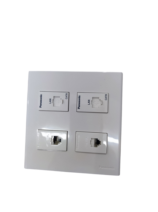 Panasonic 2 Gang CAT6 with 2 Gang Telephone Outlet Data with Voice and Utility Box WEG6804+(2XWEG24886)+(2XWEG2164)+Utility Box