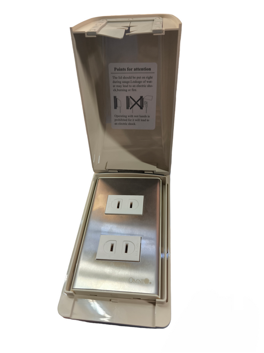 Omni Weatherproof 2 Gang Flat Pin Outlet 15A 250V WPP-601+WWP-112S+(WWR-200x2)