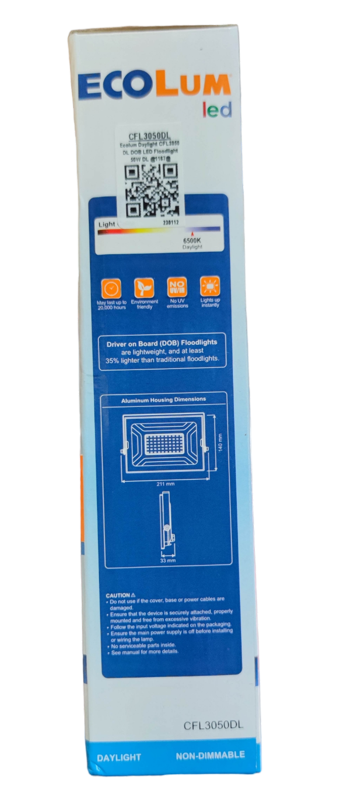 Ecolum 50W LED Flood Light 220V Daylight 6500K CFL3050DL