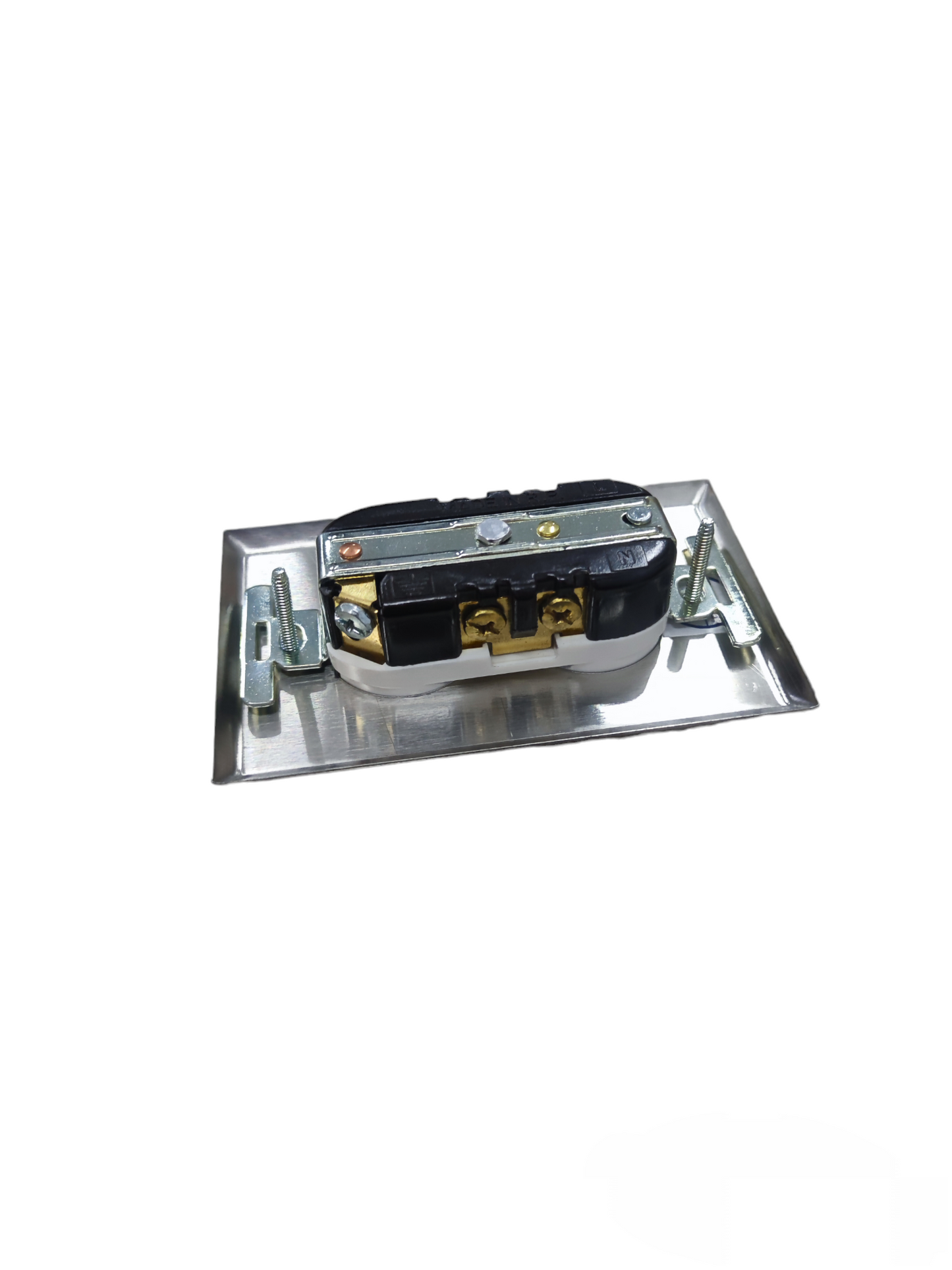 Eagle Duplex Universal Outlet with Ground and Stainless Plate Cover 15A 220V CAT828C/CAT132SSP