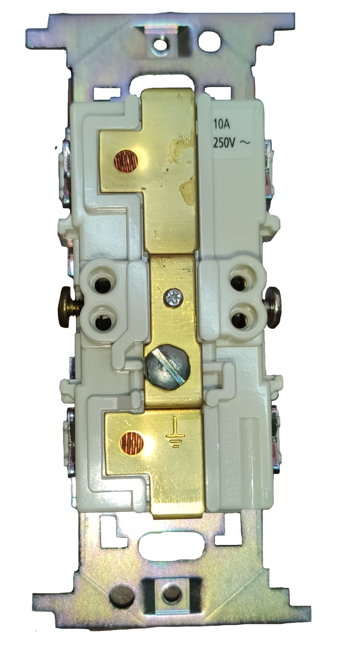 Panasonic Duplex Pin Vertical w/ Ground and Strap 10A 250V, Duplex Flat Pin with Ground 10A 250V