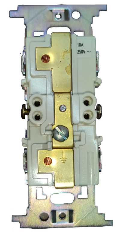 Panasonic Duplex Pin Vertical w/ Ground and Strap 10A 250V, Duplex Flat Pin with Ground 10A 250V