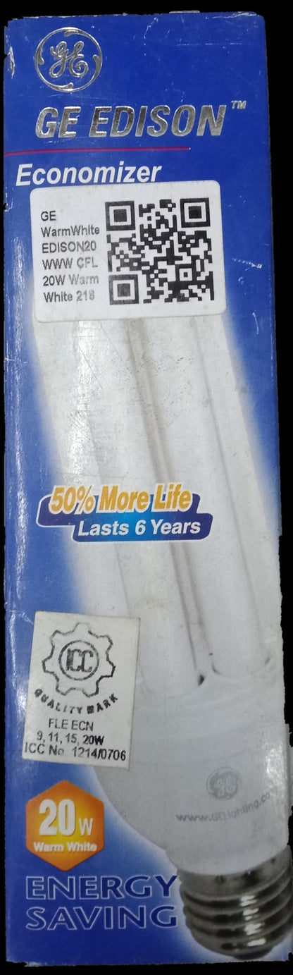 GE 20W CFL E27 220V 3U Economizer Warm White