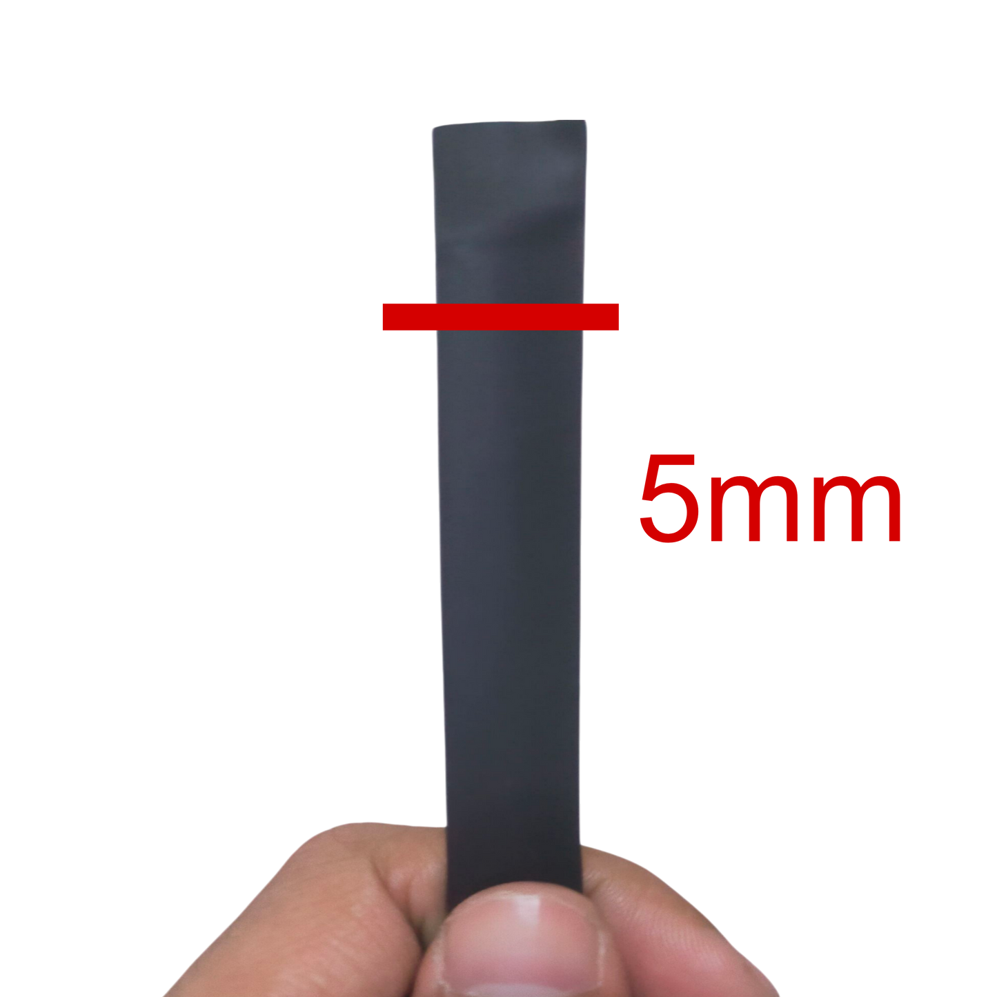 5mm heat shrinkable tube shown in hand, ideal for cable management and insulation
