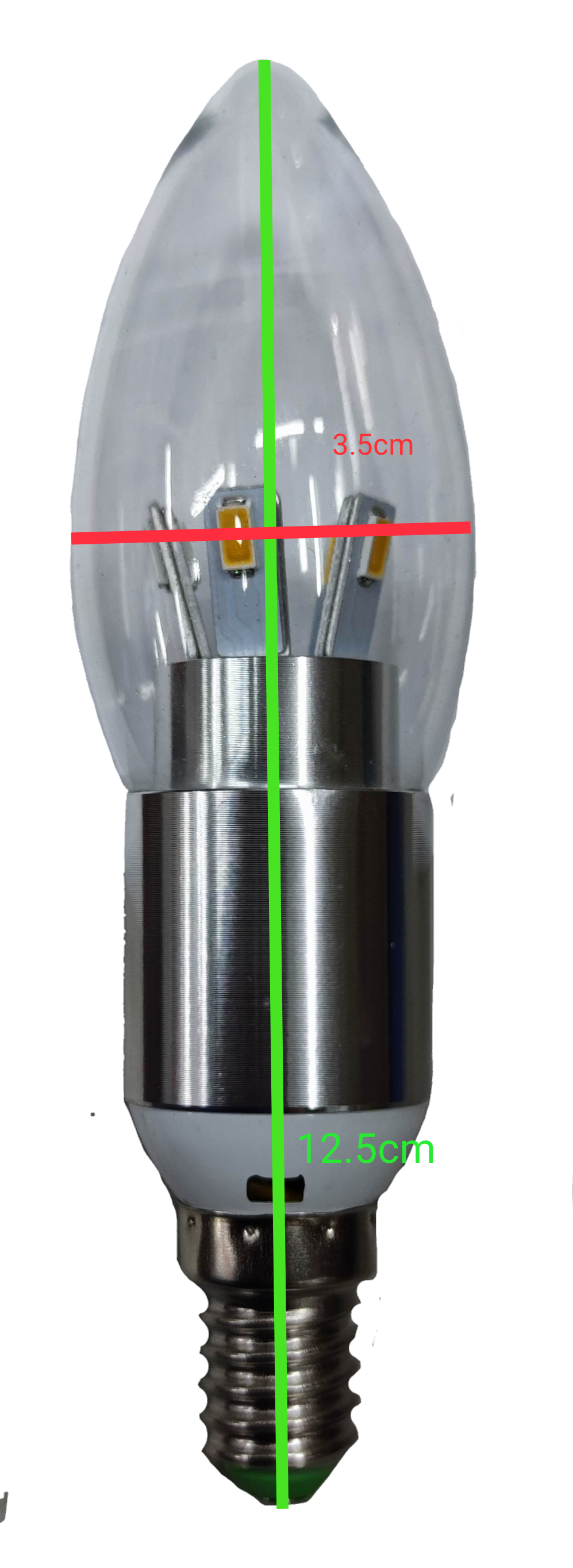 5W LED candle bulb E27 with clear flame tip design and metal base for energy-efficient lighting