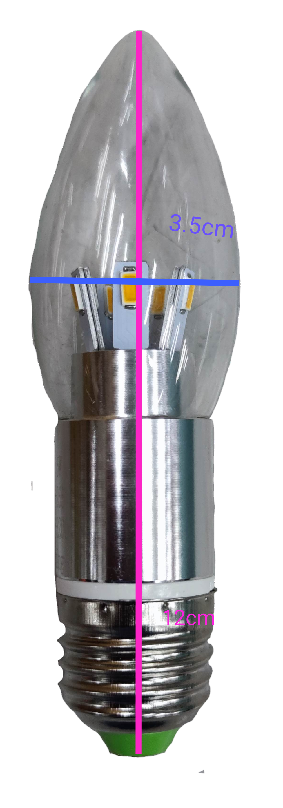 5W LED candle bulb E27 with clear flame tip design and silver base for energy-efficient lighting