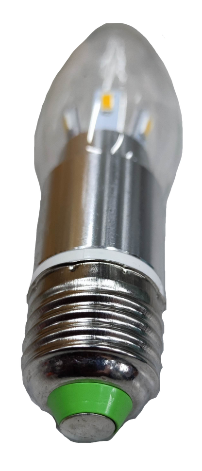 5W LED candle bulb E27 with transparent glass and metal screw base from China