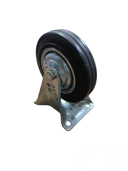 Local 6 inch fixed rubber caster wheel with metal mounting plate for indoor furniture accessories