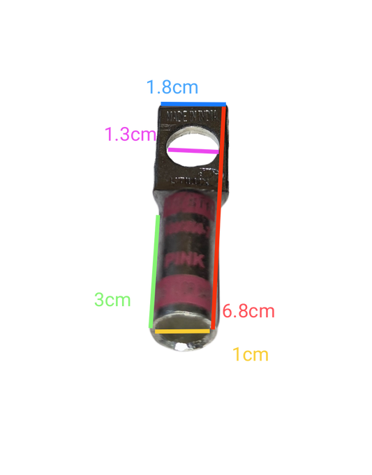 Utilux 60mm Wire Size 1099899-8 Terminal Lugs with pink wiring and metal connector on black background