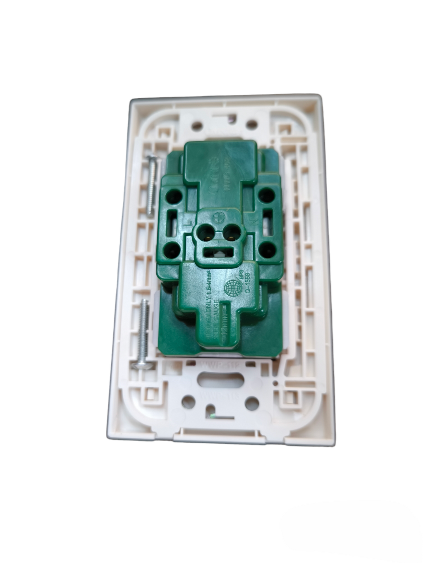 Omni Duplex Universal Outlet with Ground  and Plate Cover 16A 250V WWP-113+WWG-402