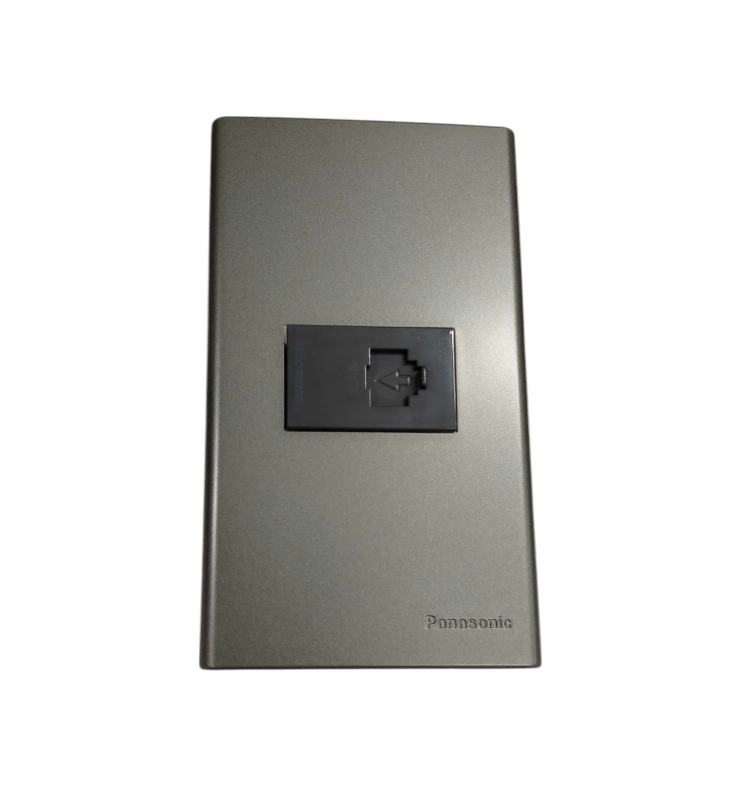 Panasonic 1 Gang CAT 6 Data Outlet, CAT6 Lan Outlet, RJ45 Outlet with Plate Cover Metallic Gray WEG6801MH-1/WEG24886H