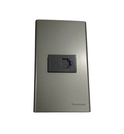 Panasonic 1 Gang CAT 6 Data Outlet, CAT6 Lan Outlet, RJ45 Outlet with Plate Cover Metallic Gray WEG6801MH-1/WEG24886H