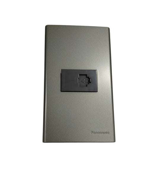 Panasonic 1 Gang CAT 6 Data Outlet, CAT6 Lan Outlet, RJ45 Outlet with Plate Cover Metallic Gray WEG6801MH-1/WEG24886H